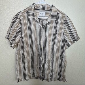 Goodfellow & Co Men's Striped Button-Down Shirt - Black and Brown